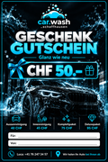 🎁 Geschenkgutschein im Wert von CHF 50.– 🚘🩵